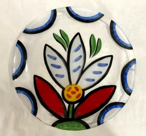 Kosta Boda Ulrica Hydman Vallien Art Glass Hand Painted 15.5” Flower Decor Plate - Picture 1 of 6