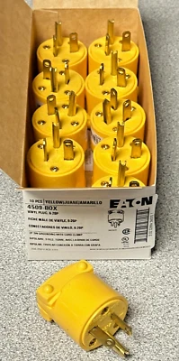 10 NUEVO Eaton 4509-BOX Enchufe Vinilo Macho Amarillo 250V 6-20P 2 Polos 3 Cables Conexión a Tierra Foto 1 de 4