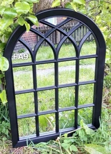 New Black Arch Shape Indoor/Outdoor Garden Home Mirror Lightweight Any Weather - Picture 1 of 6