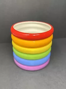 Rainbow Ring Ribbed Stacked Stripe Ceramic Vase Planter Plant Pot Holder 5.5” - Picture 1 of 6
