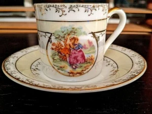Lefton China Hand Painted Luster Demitasse Cup Saucer - Imagen 1 de 8