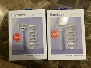 FLAMINGO WOMEN'S RAZORS 2 PACKS 2 Handles 10 Cartridges Total - Picture 1 of 2