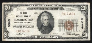 ⭐⭐ 1929 $20 WASHINGTON, DC NATIONAL BANKNOTE DISTRICT OF COLUMBIA 17459 - Picture 1 of 2