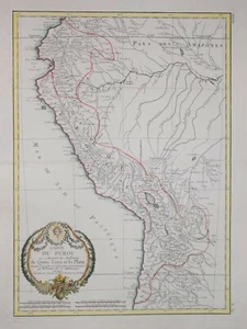 PERU - CARTE DU PEROU VON BONNE, ERSCHIENEN BEI LATTRE, 1772. - Bild 1 von 1