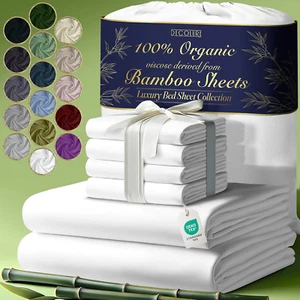 100% Organic Viscose Derived from Bamboo Sheets King Size 6Pcs - Ultra Soft & Lu - Picture 1 of 6