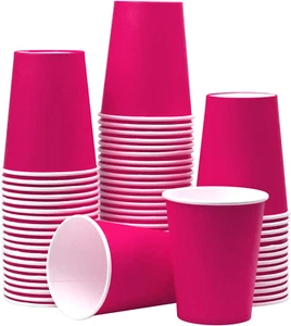 Disposable Paper Cups, 60Pcs Pink Paper Cups for DIY Wedding Party Picnic BBQ Tr - Picture 1 of 6