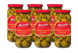 Mezzetta Jalapeno Stuffed Olives, Medium Heat | Gluten Free, Keto, Pack of 6 - Picture 1 of 6