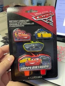 Cars 3 Mc Queen CANDLE SET 4pcs ~ Happy Birthday Party Supplies Cake topper New! - Picture 1 of 1