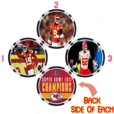 KANSAS CITY CHIEFS 2023 SUPER BOWL LVII CHAMPS - POKER CHIP SET (3) - Image 1 of 2