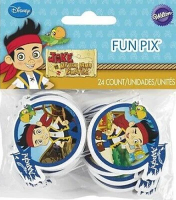 JAKE & NEVERLAND PIRATES CUPCAKE FUN PIX Disney birthday party supplies 24 picks - Image 1 of 2