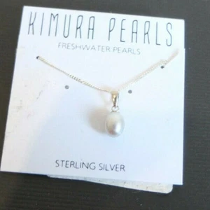 Collana KIMURA PEARLS Con Perla GRIGIA E Ciondolo In Argento NUOVA - Foto 1 di 3