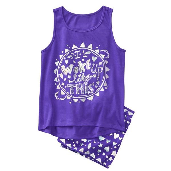 NWT Gymboree Girls Purple Shortie Pajama Set many sizes "I woke up like this" - Image 1 of 1
