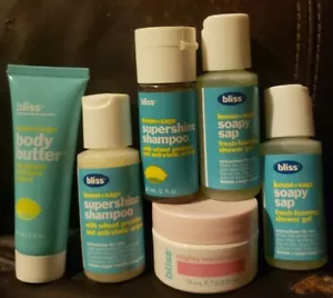 BLISS Lemon + Sage TRAVEL Set 2 Shampoo/2 Body Wash/Body Butter/Whipped Mask - Picture 1 of 3