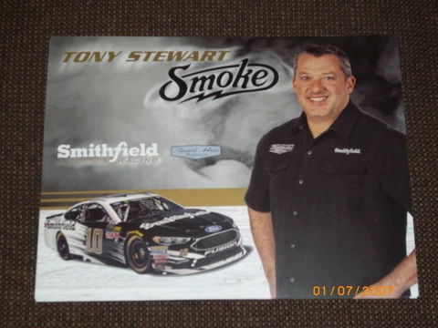2018 TONY STEWART "SMOKE" #10 SMITHFIELD NASCAR POSTCARD Cover