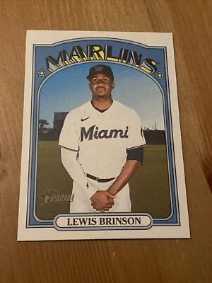 2021 Topps Heritage High Number SP Lewis Brinson #708 Miami Marlins - Image 1 of 2