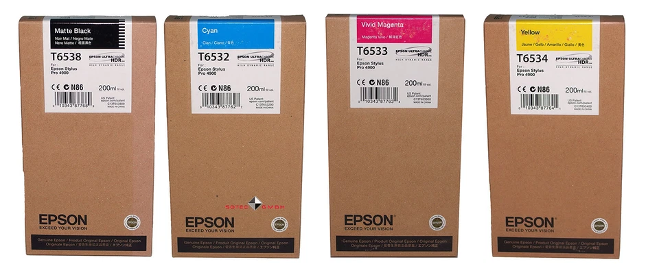 EPSON Ink Supply Unit im Set T6532 33 34 38 Stylus Pro 4900 200ml MHD abgelaufen - Bild 1 von 1
