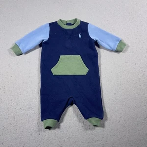 Ralph Lauren Baby Overall 3M Fleece Langarm Navy Colorblock Cozy - Bild 1 von 6