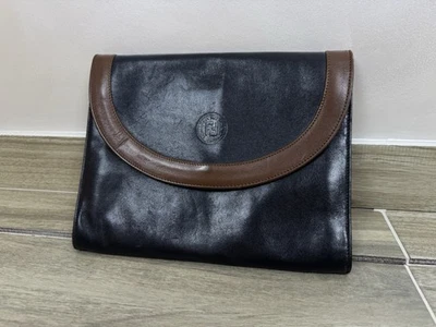 FENDI Roma Black Leather Clutch Shoulder Bag Handbag Vintage 80s - Image 1 of 4