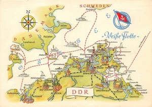 AK Weiße Flotte Landkarte Postkarte (40264) - Bild 1 von 2