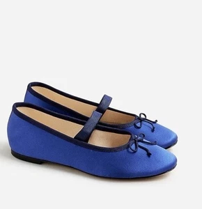 Ballet plano satinado J Crew Zoe Mary Jane nuevo en caja talla 10,5 BT898 - Imagen 1 de 13