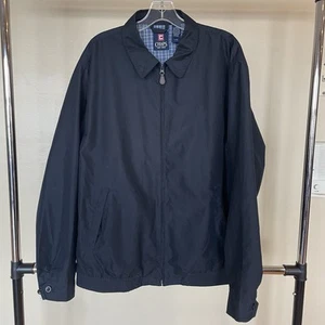 CHAPS Mens Large Harrington Jacket Coat Black Plaid lining EUC - Picture 1 of 7