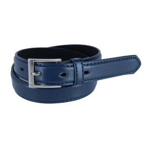 CTM Kid's Leather 1 inch Dress Belt with Square Buckle - Picture 1 of 10
