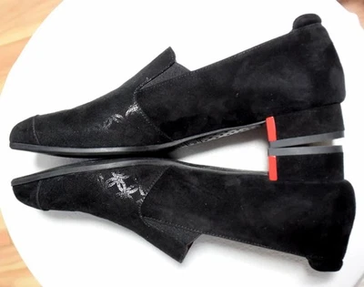 Beautifeel Black Embossed Suede Slip On Loafer/Red Patent Trim Heel-38-7 1/2 - Image 1 of 4