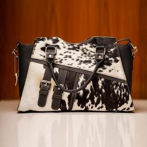 Bolso de mano para mujer de cuero de vaca real hecho a mano bolso de mano cartera occidental - Imagen 1 de 8