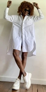 ABITO CAMICIA MIDI COTONE MANICHE LUNGHE BIANCO LUSSUREGGIANTE TAGLIA:SMALL - Foto 1 di 17