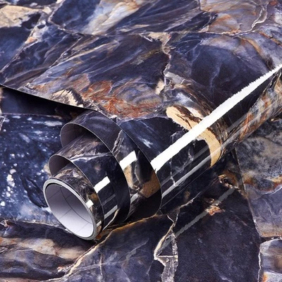 Papel tapiz de mármol de vinilo de 16,4 pies autoadhesivo envoltura de gabinete de encimera de cocina Foto 1 de 4