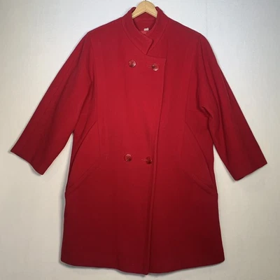 Abrigo vintage Worumbo tela de Forstmann 100 % lana rojo guisante para mujer talla 12 defectos Foto 1 de 4