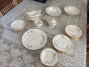 Juego de vajilla vintage Rise Gosser China servicio de adornos de oro rosa floral para 34 piezas - Imagen 1 de 10