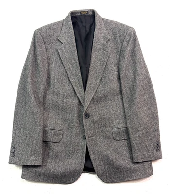 Chaqueta Blazer Abrigo Deportivo De Colección Lana Cabello Camello 43R Gris Negro Espiga Tweed Foto 1 de 4