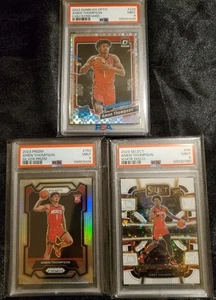2023 Optic Amen Thompson Checkerboard SSP PSA 9 Silver Prizm Select /75 RC Lot - Picture 1 of 5