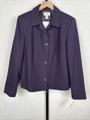 NEW Talbots 100% Wool Blazer Jacket Womens 12 Vintage Purple Classic Timeless - Image 1 of 4