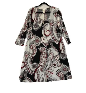 Chicos Pullover Etuikleid 3/4 Arm Paisley Größe 2 US Large Multi Paisley - Bild 1 von 11