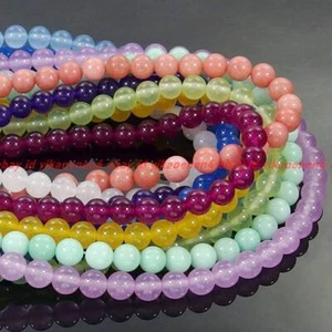 Multi Color Jade Gemstone Round Loose Beads 15'' 6mm 8mm 10mm 12mm DIY - Picture 1 of 22