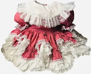 Vintage Victorian Baby Full Circle Dress SZ 12-18 M Tiered Lace Unbranded Party - Picture 1 of 2