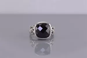 Anillo de banda de ónix negro facetado de plata esterlina corte briolette talla 925 - Imagen 1 de 8