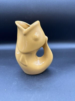 GurglePot Ceramic Stoneware Fish Pitcher Yellow 7” - Image 1 of 4