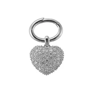Ciondolo Cuore Portachiavi Argento Sterling 925 Set con Zirconi Cubici Trasparenti - Foto 1 di 10