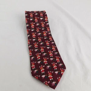 American Traditions Red Santa Golfing Pattern 100% Silk Men's Tie 56" L 4" w  - Picture 1 of 6