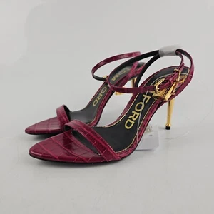 TOM FORD Lucchetto 105mm Sandali in pelle rosso goffrato nuovi taglia 36 US 6 - Foto 1 di 12