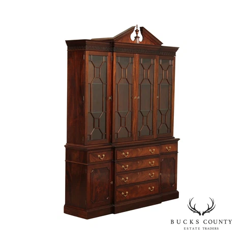 Stickley Chippendale Style Mahogany Breakfront China Cabinet Cover