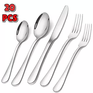 20-Piece Stainless Steel Silverware Set, Flatware Service for 4, Dishwasher Safe - Picture 1 of 6