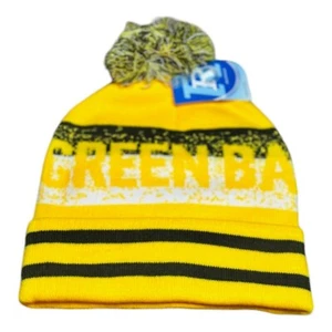 Green Bay Packers Cheese Head Green Beanie Knit Hat Cap PomPom Style Era GoPack - Picture 1 of 2