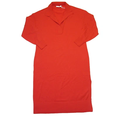 NWT Everlane The Cashmere Polo Dress in Persimmon V-neck Relaxed Sweater Knit L - Image 1 of 4