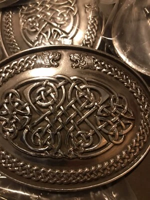2x snap on belt buckle LEE River Code 65 Made In Ireland Celtic Design Oval Finn Foto 1 de 4