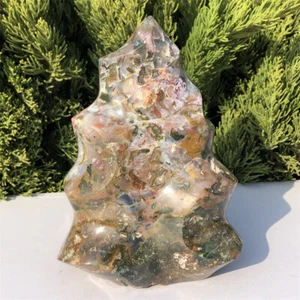 3,85 Pfund natürlicher Ozean Jaspis Quarz geschnitzter Kristall Flammenform Reiki .X2535 - Bild 1 von 21