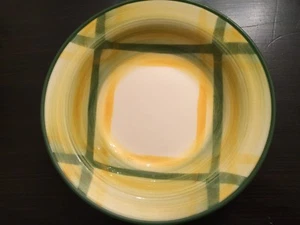 Vintage Hand Painted Under Glaze GINGHAM Vernonware Rimmed Soup Bowl Poppytrail - Picture 1 of 9